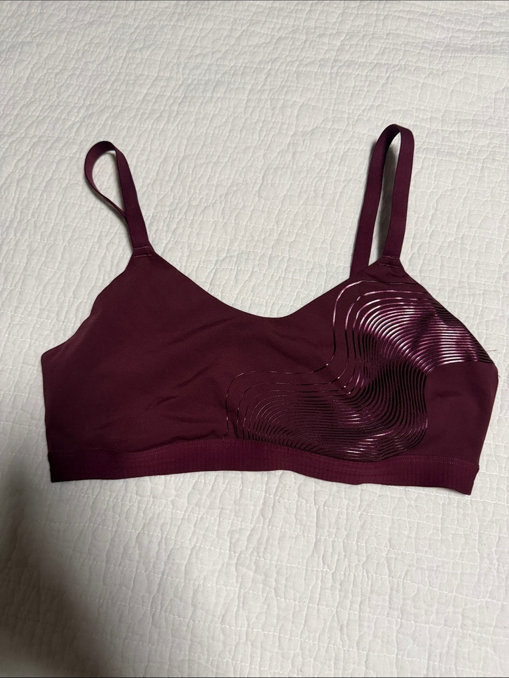 adidas Women's Maroon Sports Bra with Glossy Wave Detail